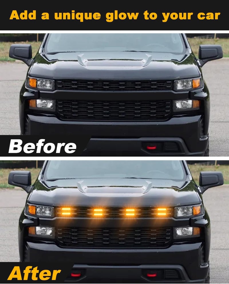OKLSG LED Amber Grill Lights for 2019-2024 2025 Chevrolet Silverado Grille Lights Silverado 1500 2500 3500 Accessories Front Grille Trims - Image 2